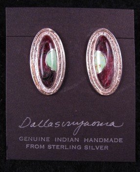 Image 0 of Hopi New Moon Inlay Earrings, Bennard & Frances Dallasvuyaoma