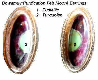 Image 2 of Hopi New Moon Inlay Earrings, Bennard & Frances Dallasvuyaoma