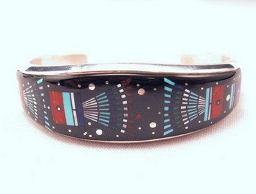 Image 0 of Erwin Tsosie Navajo Inlay Silver Bracelet  