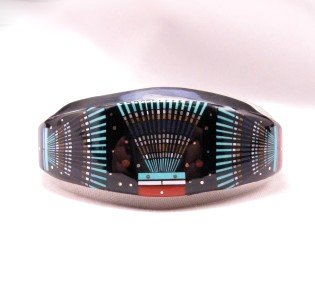 Image 1 of Navajo Ervin Tsosie Micro Inlay Yei Bei Chai Night Sky Bracelet