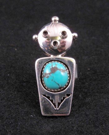 Image 0 of Nelson Morgan Navajo Turquoise Silver Mudhead Ring sz6-1/2