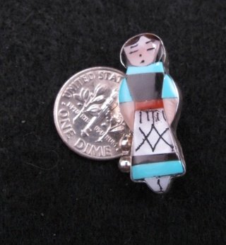 Image 1 of Small Zuni Turquoise Indian Maiden Pin/Pendant, Joyce Waseta
