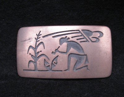 Image 0 of Vintage Hopi Silver Overlay  Buckle, Verden Mansfield