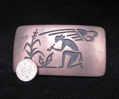 Image 1 of Vintage Hopi Silver Overlay  Buckle, Verden Mansfield