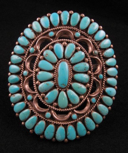 Image 0 of Rare Vintage 1950-60's Zuni Doris & Warren Ondelacy Turquoise Cluster Bracelet