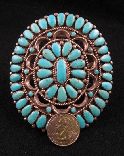 Image 1 of Rare Vintage 1950-60's Zuni Doris & Warren Ondelacy Turquoise Cluster Bracelet