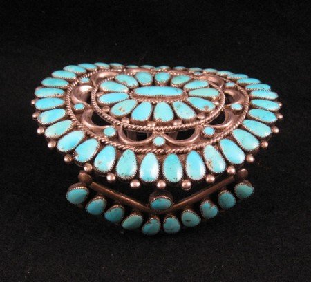 Image 2 of Rare Vintage 1950-60's Zuni Doris & Warren Ondelacy Turquoise Cluster Bracelet