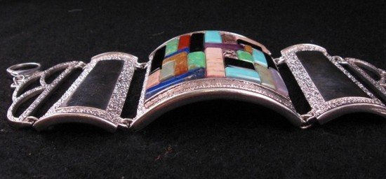 Image 6 of Hopi Inlay * Warrior Woman * Bracelet, Bennard & Frances Dallasvuyaoma