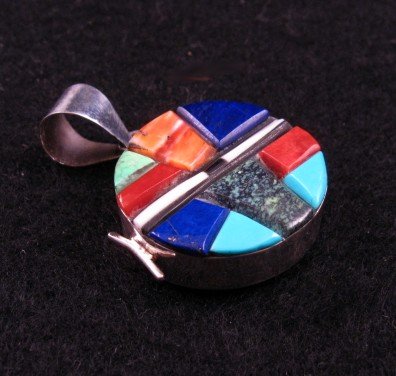Image 1 of Reversible Double-sided Inlaid Pendant  * Edison Yazzie * Navajo 