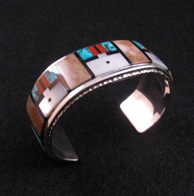 Image 1 of Gilbert Calavaza * Zuni * Multi-gem Inlay Silver Cuff Bracelet