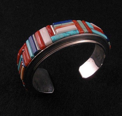 Image 0 of David Tune ~ Navajo/Creek ~ Cobblestone Inlay Bracelet