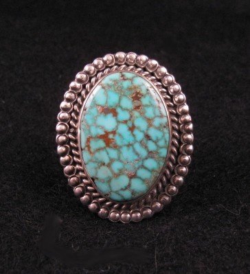 Image 0 of Native American Turquoise Ring Sz8 by Navajo Derrick Gordon 