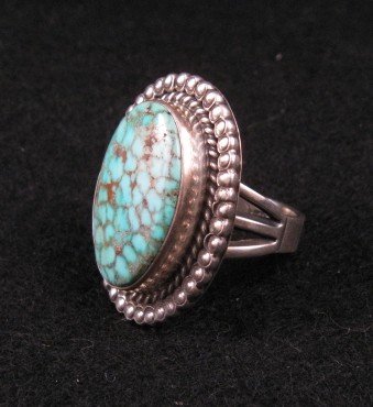Image 1 of Native American Turquoise Ring Sz8 by Navajo Derrick Gordon 