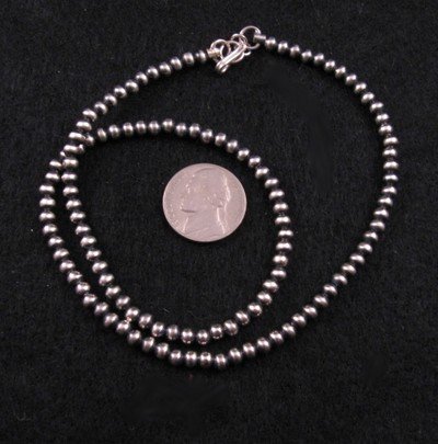 Image 0 of Native American 5mm Bead Navajo Pearls Sterling Silver Necklace  24-inch long