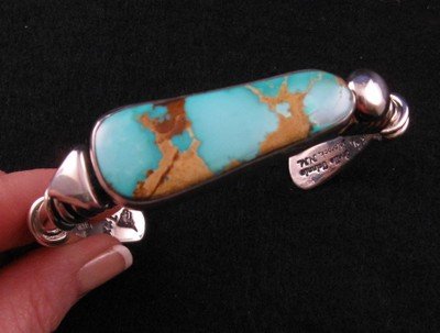 Image 1 of Navajo Orville Tsinnie Royston Turquoise Silver Wrap Bracelet XXL