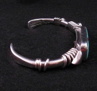 Image 2 of Navajo Orville Tsinnie Royston Turquoise Silver Wrap Bracelet XXL