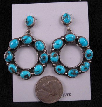 Image 0 of Annie Hoskie Turquoise Silver Navajo Earrings