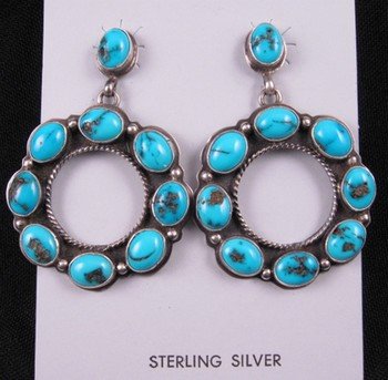 Image 1 of Annie Hoskie Turquoise Silver Navajo Earrings