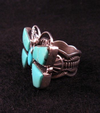 Image 1 of Darrell Cadman ~ Navajo ~ Turquoise Butterfly Ring sz9