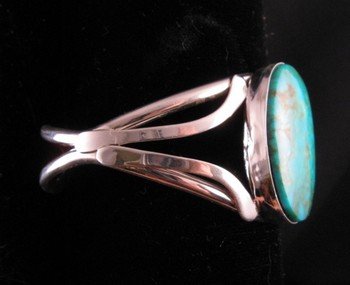 Image 1 of Native American Navajo Kingman Turquoise Silver Bracelet