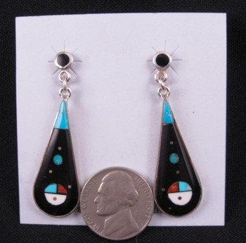 Image 1 of Navajo Handmade Starry Night Inlay Earrings, Harold Smith