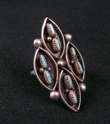 Image 1 of Vintage Native American Turquoise Silver Ring Sz7-1/2