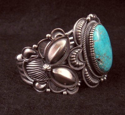Image 1 of Kirk Smith Navajo Old Pawn Style Turquoise Silver Bracelet