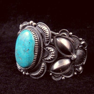 Image 2 of Kirk Smith Navajo Old Pawn Style Turquoise Silver Bracelet