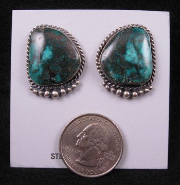 Image 1 of Kirk Smith Navajo Turquoise Sterling Silver Earrings 