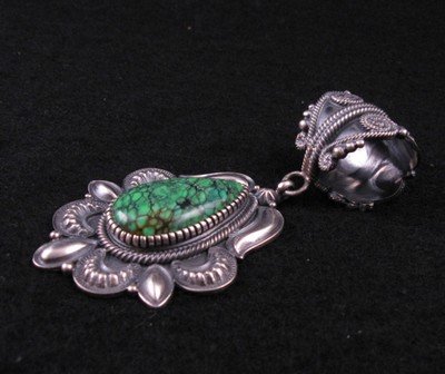 Image 1 of Fancy Navajo Kirk Smith Skyhorse Turquoise Sterling Silver Pendant