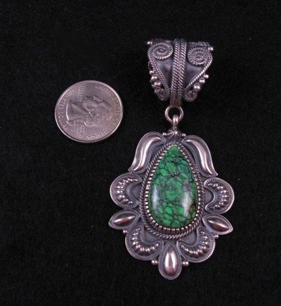 Image 2 of Fancy Navajo Kirk Smith Skyhorse Turquoise Sterling Silver Pendant