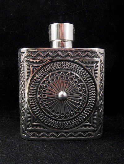 Image 0 of Daniel Sunshine Reeves Navajo Native American Silver Flask Canteen