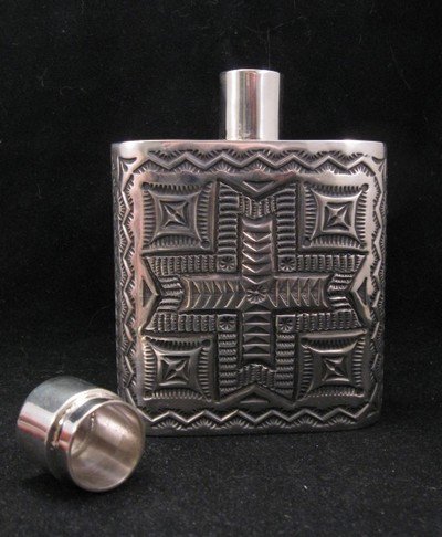 Image 1 of Daniel Sunshine Reeves Navajo Native American Silver Flask Canteen