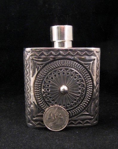 Image 2 of Daniel Sunshine Reeves Navajo Native American Silver Flask Canteen