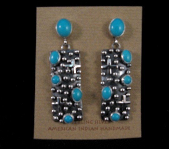 Image 0 of Native American ~ Ronnie Willie ~ Turquoise Silver Earrings