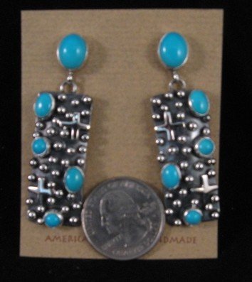 Image 1 of Native American ~ Ronnie Willie ~ Turquoise Silver Earrings