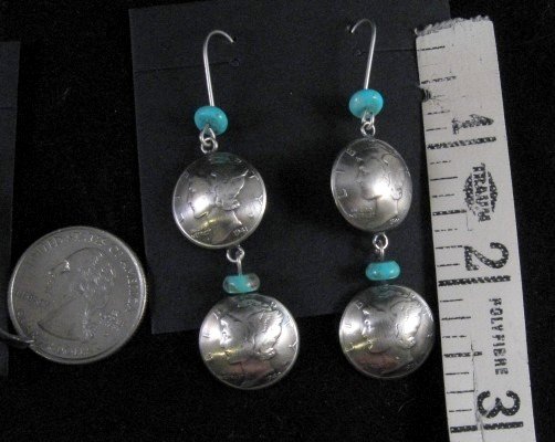Image 2 of James Mccabe Navajo Old Coin (Mercury Dimes) Earrings 