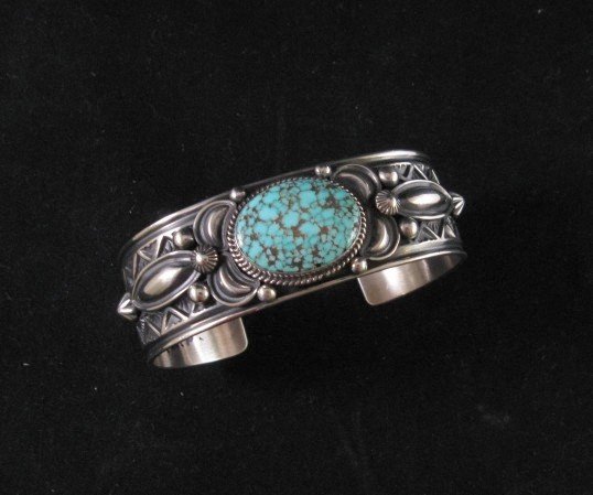 Image 0 of Native American Andy Cadman Navajo Turquoise Sterling Silver Bracelet