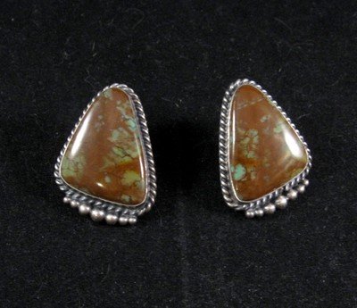 Image 0 of Kirk Smith Navajo Nevada Turquoise Silver Earrings 