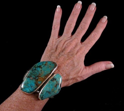 Image 2 of Adam Fiero Navajo Kingman Turquoise Sterling Silver Bracelet