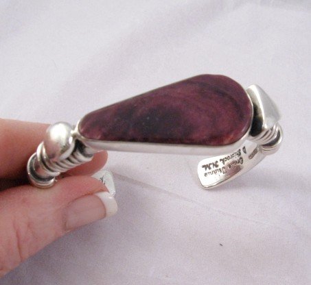 Image 1 of Navajo Orville Tsinnie Purple Spiny Oyster S/S Wrap Bracelet, Large 