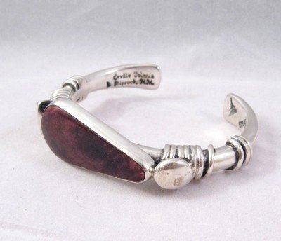 Image 2 of Navajo Orville Tsinnie Purple Spiny Oyster S/S Wrap Bracelet, Large 