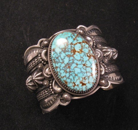 Image 0 of Delbert Gordon Navajo Kingman Turquoise Silver Bracelet