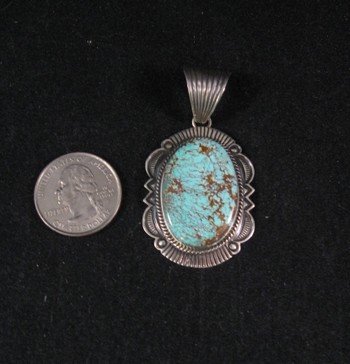 Image 1 of Native American Old Pawn Style Royston Turquoise Silver Pendant 