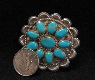 Image 2 of Indian Pawn Jewelry Turquoise Cluster Sterling Silver Pin Pendant