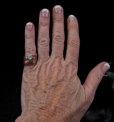 Native American Dead Pawn Coral Inlay Engagement Wedding Bands