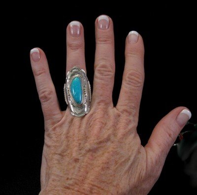 Native American Navajo Indian Turquoise Silver Ring sz6