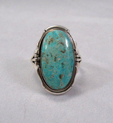 Navajo Cripple Creek Turquoise Sterling Silver Ring sz8