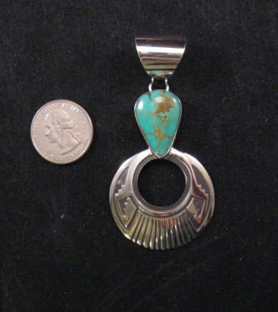 Image 2 of Royston Turquoise Navajo Silver Overlay Pendant, Everett & Mary Teller
