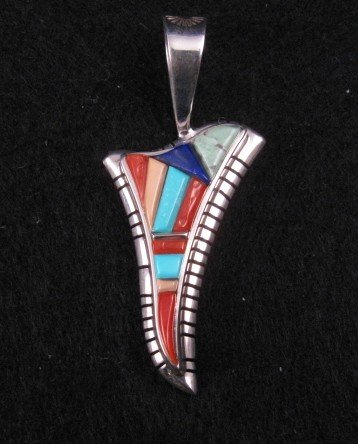 Image 0 of David Tune Navajo Cobblestone Inlay Silver Pendant